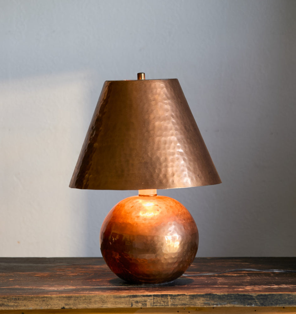 Found Copper Hammered Lamp