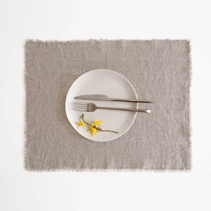 Natural Linen Placemat with Fringe