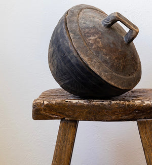
                  
                    Vintage African Hand-Carved Wood Bowl w/ Lid
                  
                